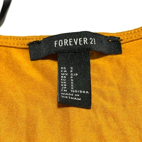 Forever 21 Like New Amber Yellow Ruffled Wrap Mini Dress Size Small - Picture 7 of 12